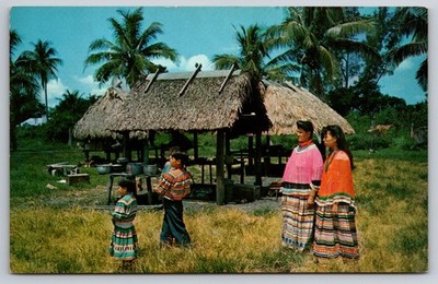 Native American Postcard Hawthorne, Florida Seminole Indians Costume Vintage USA