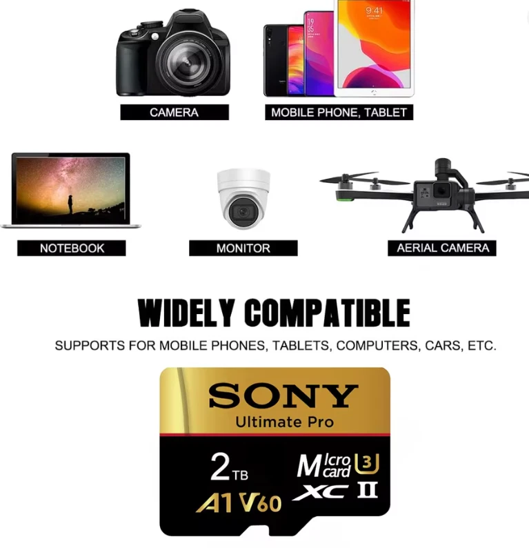 SONY Micro SD Card 2TB 512GB 256GB 128GB TF Memory Card Extreme 1TB U3 4K High - Image 3 of 4