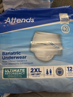 Attends Bariatric Briefs 2XL Ultimate Absorbency SecureGrip 12 Incontinence Pan 