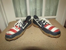 Twisted X Shoes Youth Sz 2M Patriotic Driving Moc Leather Western Red White Blue