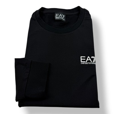 EA7 Emporio Armani Mens Black Crewneck Sweatshirt Logo 8NPM52 PJ05Z Size Medium