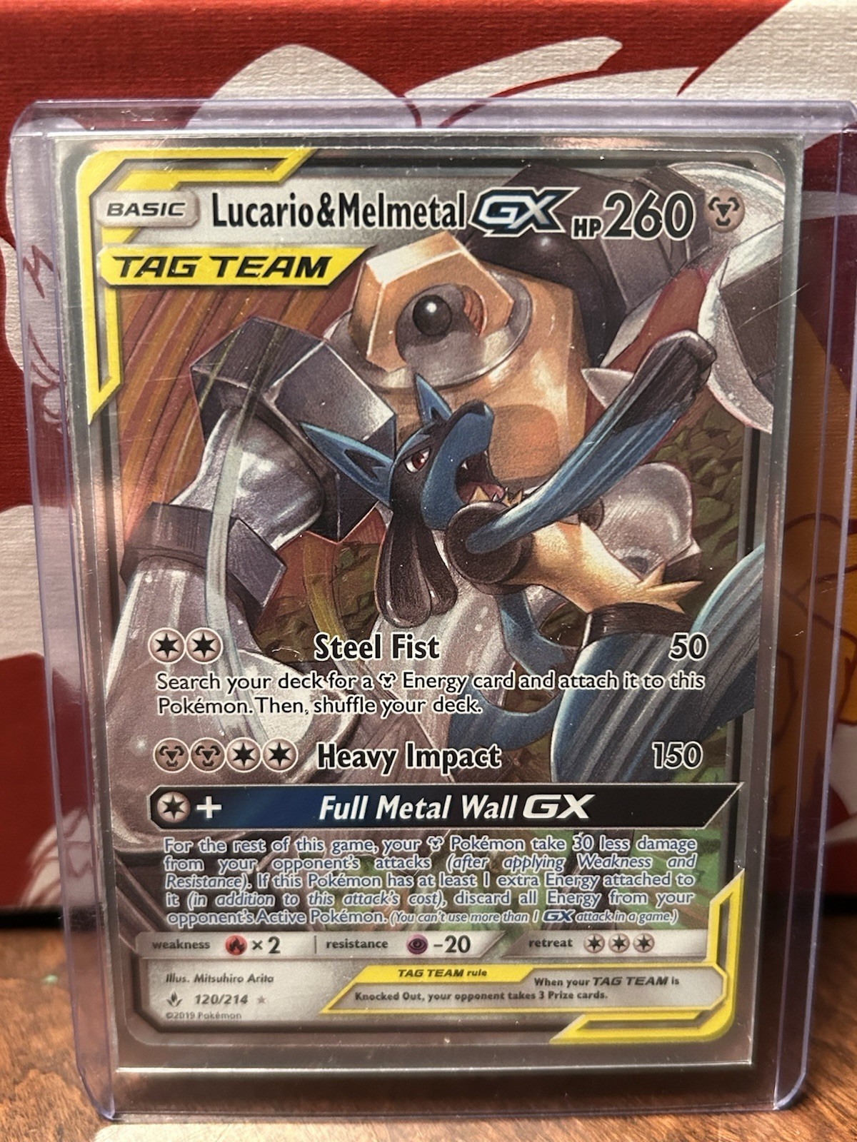 Lucario & Melmetal GX 120/214 Holo Tag Team Unbroken Bonds NM