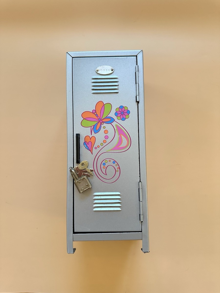 Vintage Y2K Mini Metal Locker Psychedelic Flower Power Butterfly