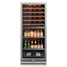 Ca'Lefort 24" Wine Cooler 112 Cans 40 Bottles Dual Zone Refrigerator Left-Hinged