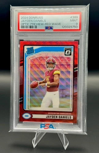 Panini 2024 Donruss Optic Preview Red Wave Jayden Daniels #389 PSA 9