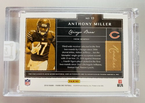 Anthony Miller 2018 Panini One Rookie Patch Auto Gold #’d 05/10 Chicago Bears Rc - Bild 2 von 2