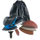 75W Electric Detail Sander Kit Tri-Palm Finger Pad + Sanding Sheets Draper 02063