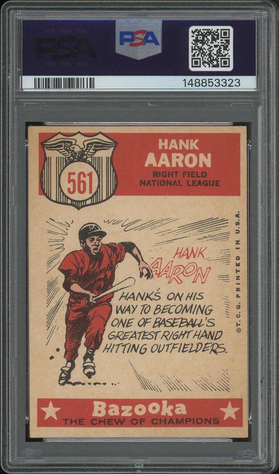 1959 Topps Baseball #561 Hank Aaron All Star PSA 4 (VG-EX) view 2