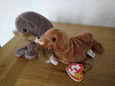 TY BEANIE BABIES PAUL & JOLLY WALRUS (1999 & 1996 EDITIONS). WITH TAGS.  XL COND