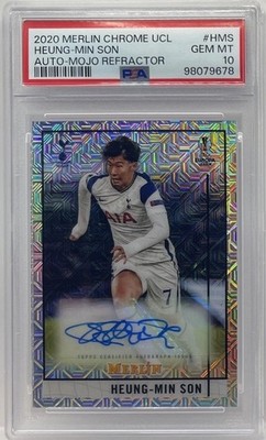 HEUNG-MIN SON 2020-21 TOPPS MERLIN CHROME UCL #BCA-HMS AUTO MOJO #7/99 PSA 10 SP