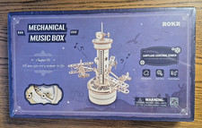 ROKR 3D Wooden Mechanical Music Box Puzzle AMK41 Airplane Control Tower NEW