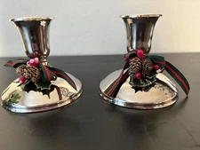 International Silver Company Candlesticks Pair Of 2 Silverplate ~4" Tall 