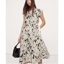 Banana Republic Women's XXL Tropical Leaf Print Maxi Dress Drawstring Waist