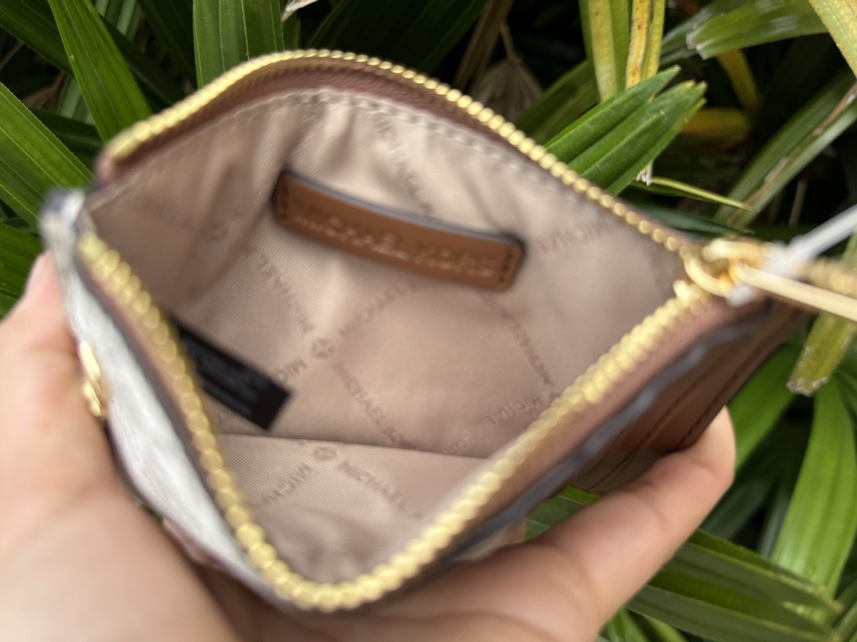 MICHAEL KORS JET SET TRAVEL CARD CASE WALLET MK VANILLA/BROWN | eBay