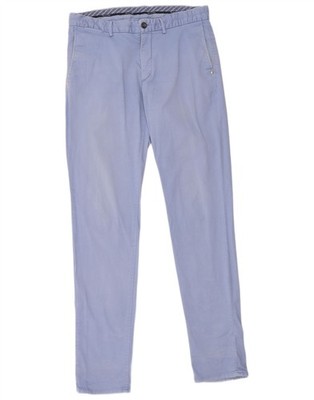 Massimo Dutti Mens Slim Fit Chino Trousers EU 42 Large W32 L34 Blue Cotton CI14