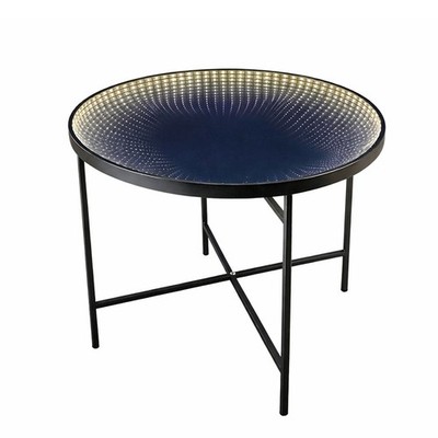 LED Tisch WARP rund Endlos Optik Infinity LED Spiegeltisch D: 49cm Batterie