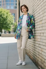 Michii Moon for Sanyo Blazer Womens 14 Multicolor Silk Baroque Vintage 90's