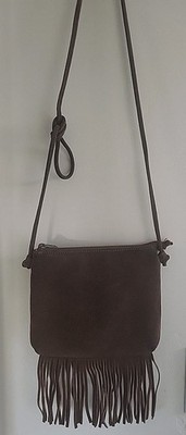Vintage Esprit Suede Fringe Crossbody Bag Purse 90s Y2K Festival Boho Style 