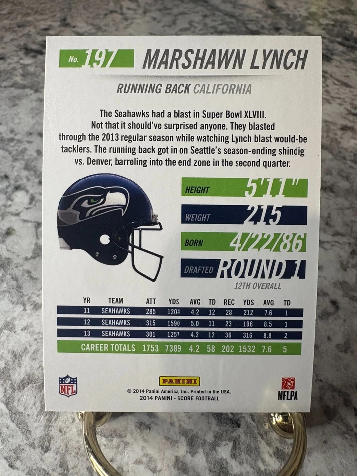 2014 Panini Score MARSHAWN LYNCH "Showcase" Seattle Seahawks #197 65/79 Rare Sp! - Image 2 of 2