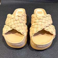 Dolce Vita CLEAR Beige Woven Slip-On Platform Slide Sandal for Women