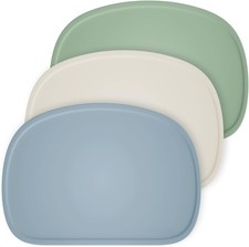 Set of 3 Silicone Placemats with Raised Edges for Kids,Toddlers,Babies, Non-Slip