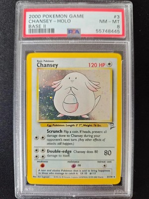 Pokemon Chansey Holo Chaneira English 3/102 Base Set 2 PSA 8