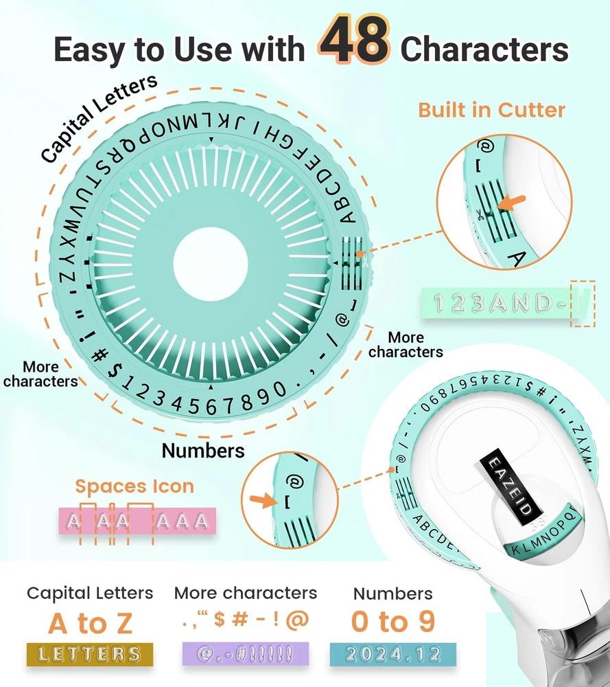 Retro Manual Embossing Label Maker Machine with Tape for Home and Office