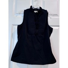 Banana Republic Black Sleeveless Ruffle-Front shirt