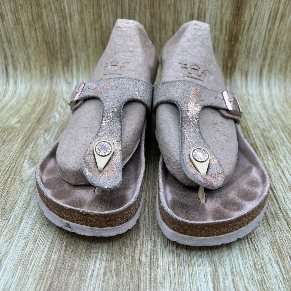 Sandalias Birkenstock Gizeh para mujer talla 5 EU 36 beige metálico tanga informales Foto 2 de 4