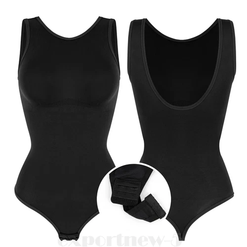 Women Crew Neck Full Body Shaper Slimming Firm Control Tummy Bodysuit Shapewear - Picture 7 of 33