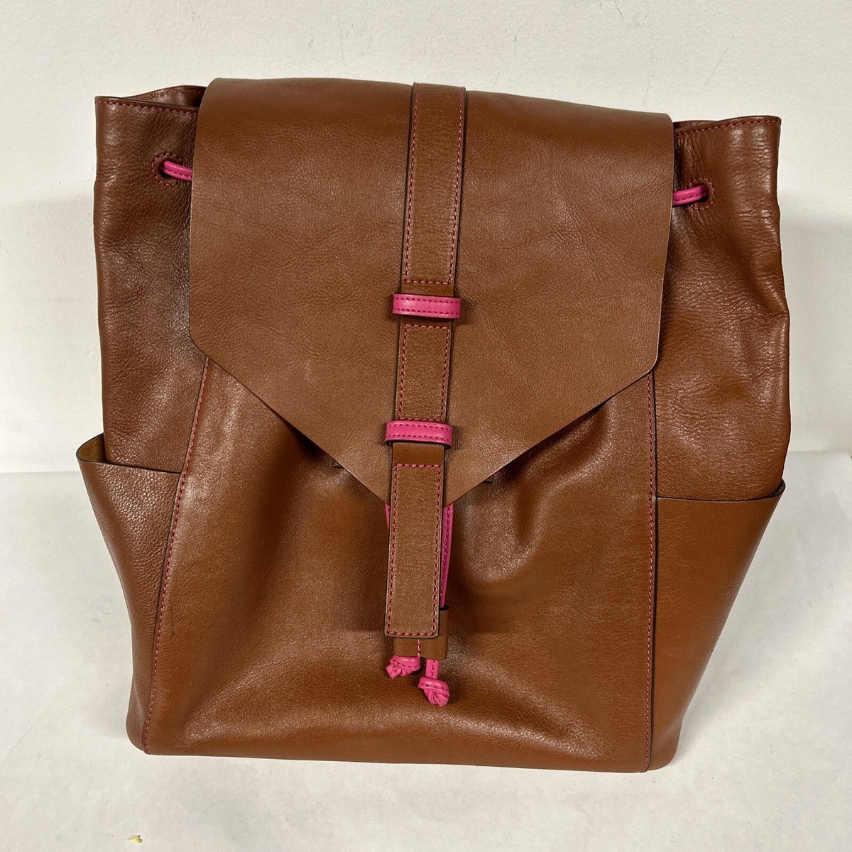 Vera Bradley Big Sky Leather Backpack Vera Bradley Big Sky Leather Backpack Brown With Pink VERY  main image 4