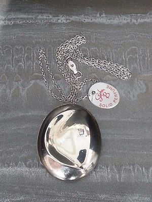 SILVER 925 Necklace by Stephen B STERLING Silverwave Solid Perfume Locket NEW