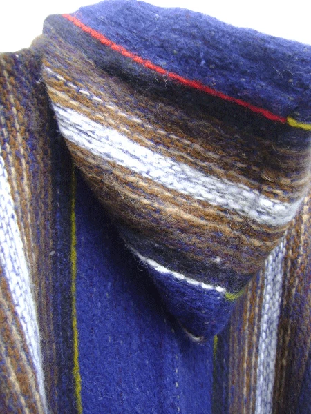 Poncho capuche adulte mélange laine alpaca alpaga ethnique chaud Equateur ROUGE - Photo 3/3