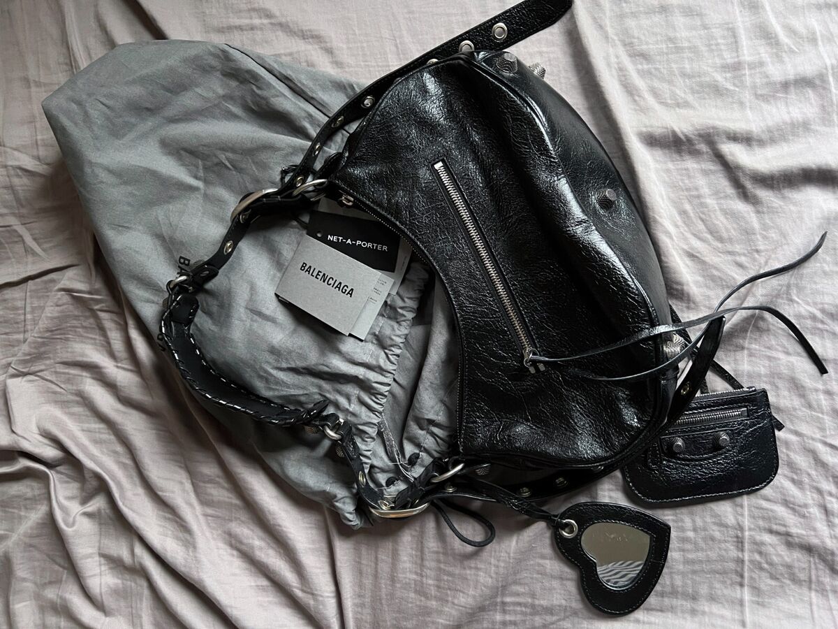 BALENCIAGA Le Cagole small studded crinkled-leather shoulder BALENCIAGA Le Cagole small studded crinkled-leather shoulder