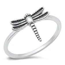 Dragonfly Ring Genuine Sterling Silver 925 Oxidized Face Height 11 mm Sizes 4-10