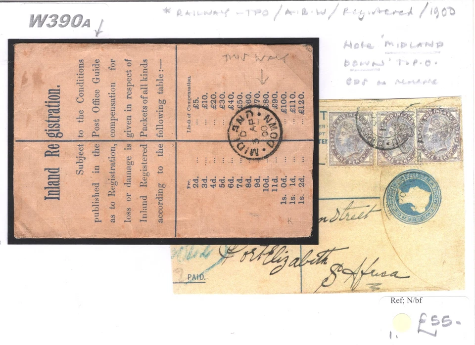 BOER WAR QV Cubierta Sudáfrica *MIDLAND DOWN* TPO CDS 1900 FERROCARRIL W390a Foto 3 de 4