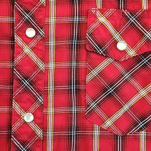Wrangler Retro Western Shirt Men's XL Red Plaid Pearl Snap Cowboy Sawtooth EUC - Picture 4 of 12