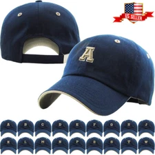 ABC Letter Embroidery INITIAL Navy Dad Hat Baseball Cap Adjustable