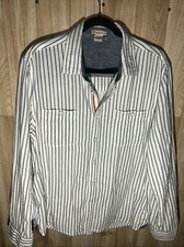 Carbon 2 Cobalt Men  s Medium Blue Striped Long Sleeve Button Up Shirt