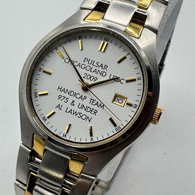#ad Pulsar Quartz Watch Chicagoland USBC Handicap Team Men Dual Tone New Battery 8quot; $27.99