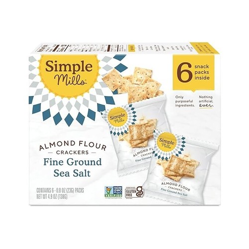 Simple Mills Almond Flour Crackers - Sea Salt Snack Packs - Gluten Free Vegan He