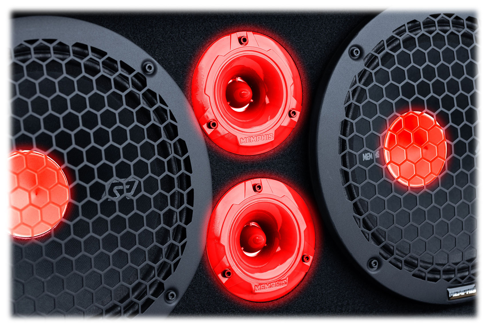 Соедините 4 твитера Memphis Audio SRXPTV2 мощностью 100 Вт RMS Car Pro со светодиодной подсветкой