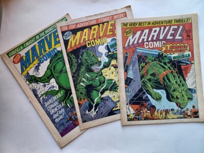 Marvel Comic 345 346 347 bundle weekly Marvel UK Comics 1979 Godzilla Ms Marvel