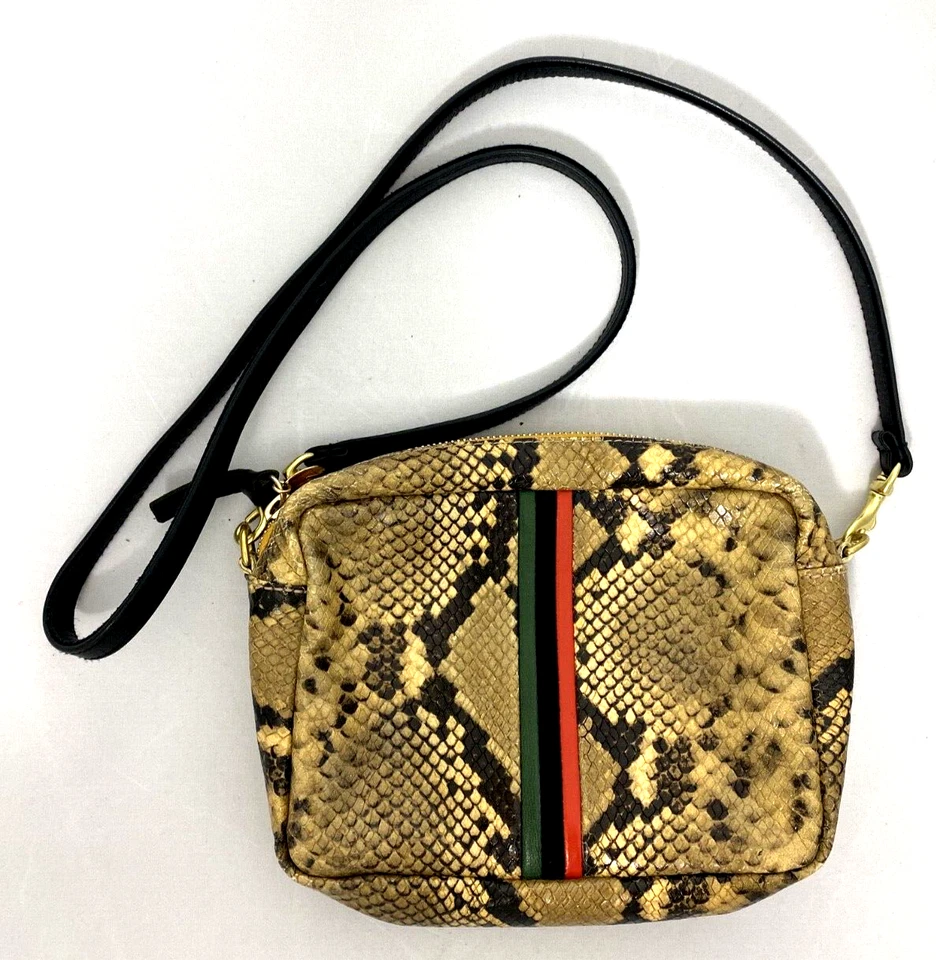 Bolsa tiracolo Designer CLARE V. Midi couro natural em relevo de píton com listras - Imagem 3 de 4