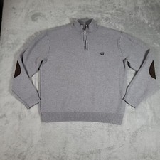 Chaps Sweater Mens XL 1/4 Zip Pullover Gray Cotton Knit Classic EUC  FAST SHIP