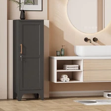 Metal Storage Cabinet Lockable Bathroom Cabinet Organizer w/2 Adjustable Shelves