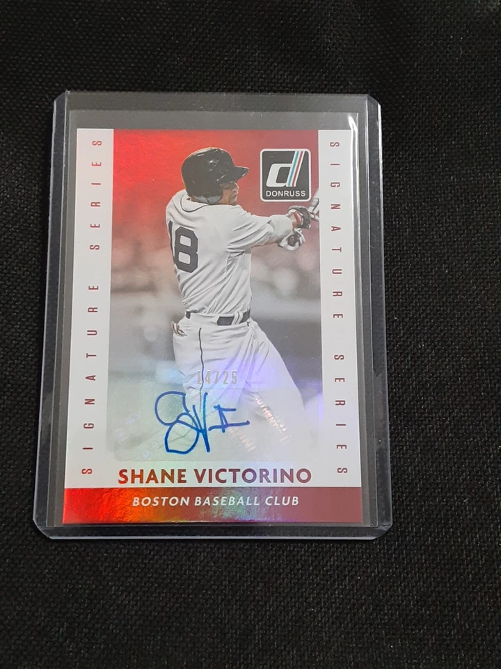2015 Donruss Baseball Signature Series Shane Victorino Auto Red Serial #'d 14/25 - Image 3 of 4