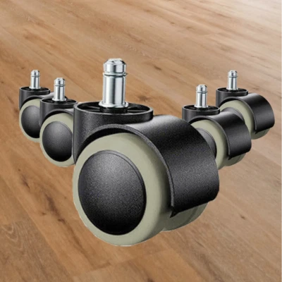 FOH Set of 5 2" Heavy Duty Rubber Office Chair Caster Wheels Swivel Replacement