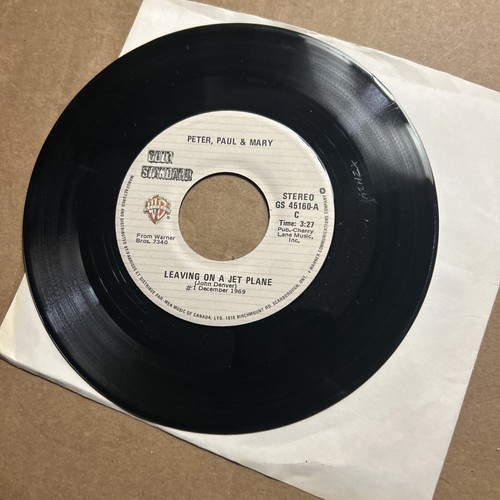 Peter Paul and Mary leaving on a jet plane/I dig rock 'n' roll music gold 45