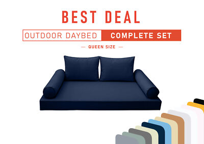 Model-1 QUEEN SIZE Outdoor Daybed Mattress Bolster Cushion Cover Complete Set